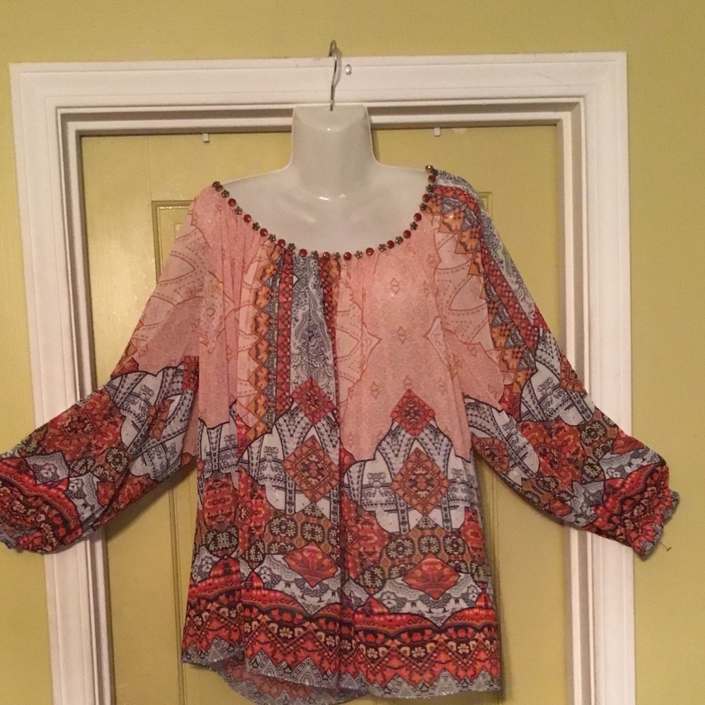 Multi color beaded blouse